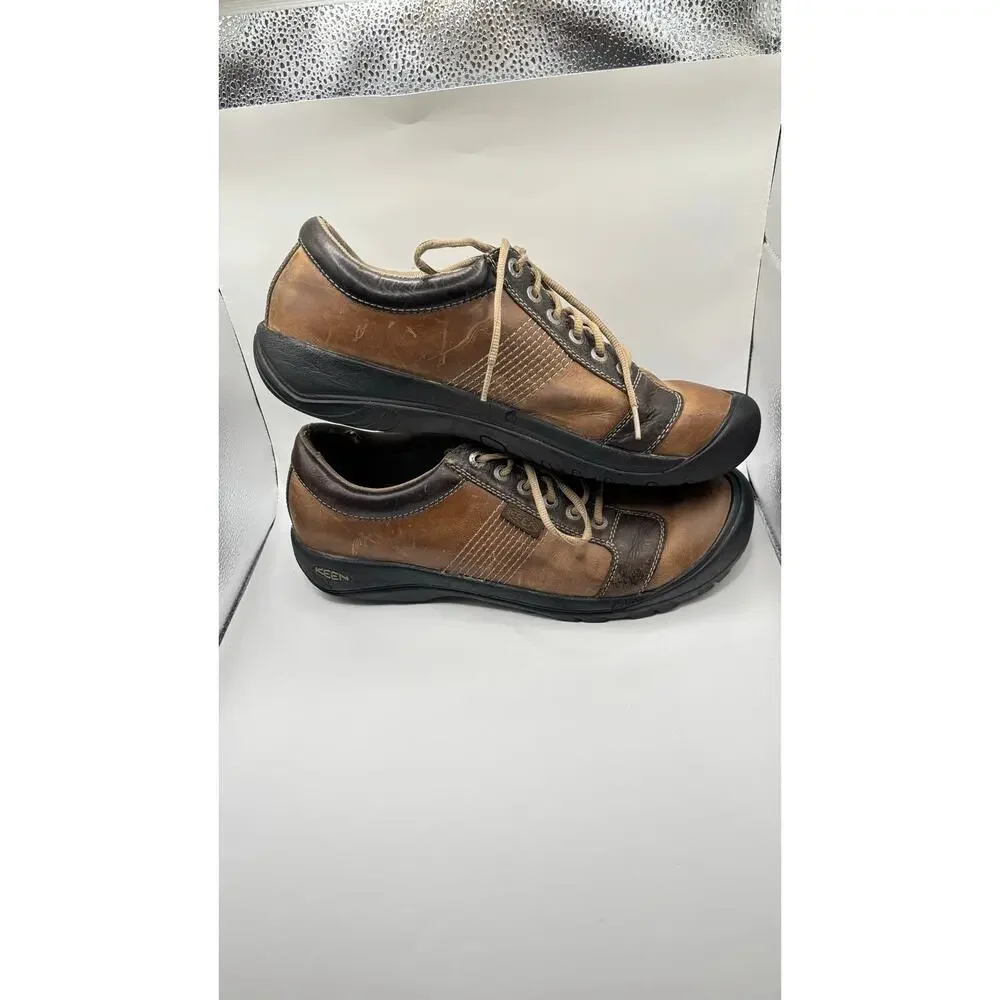 KEEN Austin mens outdoor hiking loafer shoes sz14 chocolate brown leather oxford